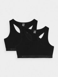 4F Biustonosz bawełniany (2-pack) damski - czarny S. Czarne bielizna sportowa damska 4F, s, bez wzorów, z bawełny. W wyprzedaży za 59.99 zł.