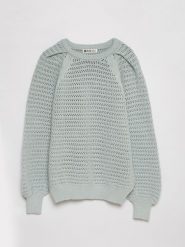 Sweter damski o ażurowym splocie błękitny Funia 400. Niebieskie swetry nierozpinane damskie BIG STAR, na wiosnę, l, w ażurowe wzory, z jeansu, eleganckie, bez kołnierzyka, bez ramiączek. W wyprzedaży za 139.99 zł.