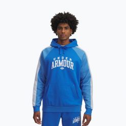 Bluza Under Armour Rival Fleece Colorblock Hoodie. Niebieskie bluzy męskie Under Armour, bez wzorów, sportowe, bez ramiączek, bez kaptura. Za 249.99 zł.