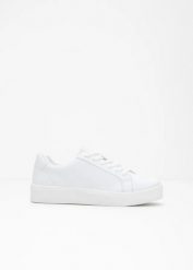 Sneakersy. Białe obuwie sportowe damskie bonprix, bez wzorów, bez zapięcia. Za 124.99 zł.