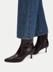 DeeZee Botki CEO-CC2581 Bordowy. Czerwone botki damskie DeeZee, bez wzorów, ze skóry, bez obcasa, na szpilce, bez zapięcia. Za 189.99 zł.