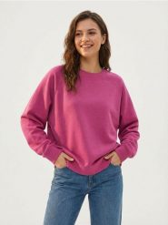 Bluza crewneck basic - różowy. Czerwone bluzy damskie Sinsay, l, bez wzorów, bez ramiączek, bez kaptura. Za 35.99 zł.