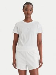 Guess T-Shirt W6GI10 K3025 Biały Regular Fit. Białe t-shirty damskie Guess, xxl, z aplikacjami, z bawełny, bez kołnierzyka, bez ramiączek. Za 209.99 zł.