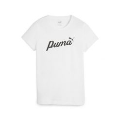 Damska koszulka ESS+ Script PUMA White. Białe koszulki sportowe damskie Puma, l, bez wzorów, z bawełny, bez ramiączek, na jogę i pilates. Za 158.00 zł.