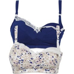 Biustonosz do karmienia piersią (2 szt.) bonprix ecru z nadrukiem + niebieski. Białe biustonosze bonprix, z aplikacjami, z bawełny. Za 75.98 zł.