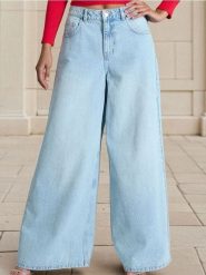 Jeansy palazzo super high waist - turkusowy. Niebieskie jeansy damskie Sinsay, bez wzorów, z jeansu, boho, z podwyższonym stanem. W wyprzedaży za 39.99 zł.