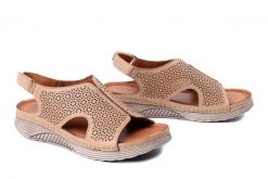 KOCH 0160 straw, sandały damskie. Brązowe sandały damskie KOCH, bez wzorów, ze skóry, bez obcasa, bez zapięcia. Za 244.90 zł.