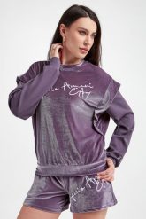Bluza damska welurowa EA7 EMPORIO ARMANI. Bluzy damskie EA7 Emporio Armani, xs, bez wzorów, z weluru, bez ramiączek, bez kaptura. W wyprzedaży za 376.42 zł.