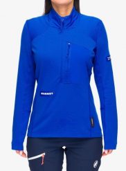 Bluza polarowa damska Mammut Eiger Nordwand Advanced FL Half Zip Pull. Niebieskie bluzy damskie Mammut, l, bez wzorów, z materiału, bez ramiączek, bez kaptura. Za 582.99 zł.