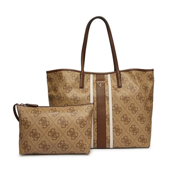Torebka Guess. Brązowe shopperki damskie Guess, z aplikacjami, bez dodatków. Za 451.99 zł.