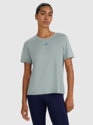 4F Koszulka treningowa regular szybkoschnąca damska - zielona M. Zielone koszulki sportowe damskie 4F, m, bez wzorów, z elastanu, bez ramiączek, na fitness i siłownię. Za 79.99 zł.