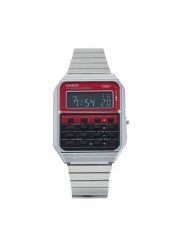 Casio Zegarek Vintage CA-500WE-4BEF Srebrny. Szare, cyfrowe zegarki męskie Casio, bez wzorów, srebrne. Za 289.99 zł.
