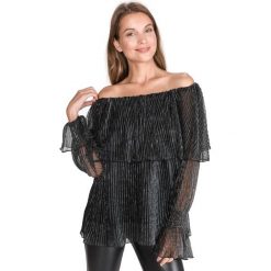 TWINSET Bluzka Czarny Srebrny. Czarne bluzki damskie Twinset, m, bez wzorów, z materiału, bez kołnierzyka, bez ramiączek. Za 710.95 zł.