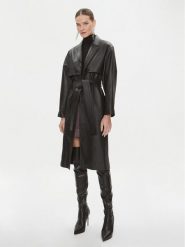 Calvin Klein Trencz K20K206719 Czarny Regular Fit. Czarne płaszcze damskie Calvin Klein, bez wzorów, ze skóry, bez kołnierzyka, bez kaptura. Za 3,749.00 zł.
