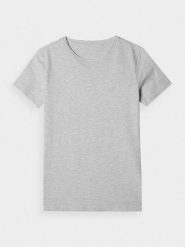 4F T-shirt slim gładki damski - szary XS. Szare t-shirty damskie 4F, xs, bez wzorów, z bawełny, klasyczne, bez kołnierzyka, bez ramiączek. Za 39.99 zł.
