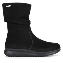 Botki Go Soft. Czarne botki damskie GO SOFT, bez wzorów, bez obcasa, na płaskiej podeszwie, bez zapięcia. Za 229.99 zł.