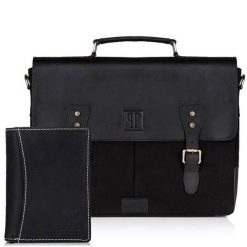 Zestaw torba i portfel czarny Paolo Peruzzi GA480. Czarne portfele męskie Paolo Peruzzi, bez wzorów, z bawełny. Za 349.99 zł.