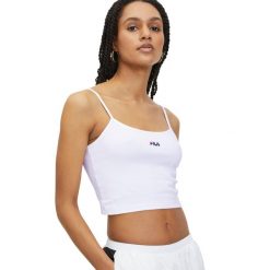Koszulka damska FILA Loni Cropped Spaghetti. Białe koszulki sportowe damskie Fila, l, bez wzorów, bez ramiączek. Za 85.99 zł.