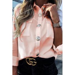 Koszula damska VEGAS PEACH. Pomarańczowe koszule damskie Koszula damska VEGAS PEACH, l, bez wzorów, bez kołnierzyka, bez ramiączek. W wyprzedaży za 69.00 zł.