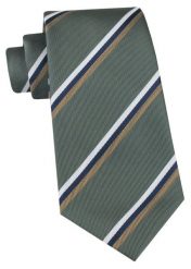 Klasyczny Krawat Klubowy - Alties - w Prążek, Stonowana Zieleń. Zielone krawaty i muchy Alties, bez wzorów, z tkaniny, eleganckie. Za 49.00 zł.