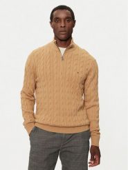 Tommy Hilfiger Sweter Classic MW0MW36532 Beżowy Regular Fit. Brązowe swetry męskie Tommy Hilfiger, m, bez wzorów, z bawełny, bez kołnierzyka, bez ramiączek. Za 699.99 zł.