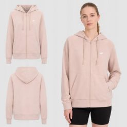 BLUZA DAMSKA 4F DRESOWA ROZPINANA Z KAPTUREM BASIC KOLOR BEŻOWY. Brązowe bluzy damskie 4F, l, bez wzorów, z bawełny, klasyczne, bez ramiączek, z kapturem. Za 109.00 zł.