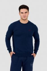 LA MARTINA Granatowy męski sweter BASIC COTTON WOOL. Niebieskie swetry męskie La Martina, l, bez wzorów, z bawełny, klasyczne, bez kołnierzyka, bez ramiączek. W wyprzedaży za 469.99 zł.