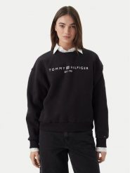 Tommy Hilfiger Bluza WW0WW47831 Czarny Regular Fit. Czarne bluzy damskie Tommy Hilfiger, s, bez wzorów, z bawełny, bez ramiączek, bez kaptura. Za 409.99 zł.