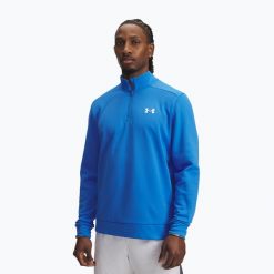 Bluza Under Armour Armour Fleece 1/4 Zip. Niebieskie bluzy męskie Under Armour, bez wzorów, sportowe, bez ramiączek, bez kaptura. Za 199.99 zł.