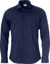 Clique Clark koszula z długim rękawem bawełniana dark navy. Niebieskie koszule męskie CLIQUE, m, bez wzorów, z bawełny, bez kołnierzyka, bez ramiączek. Za 212.59 zł.