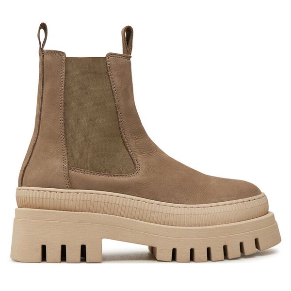 Sztyblety Tamaris. Brązowe botki damskie Tamaris, bez wzorów, bez obcasa, na płaskiej podeszwie, bez zapięcia. Za 309.99 zł.