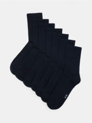 Długie skarpetki OEKO-TEX 7 pack - granatowy. Niebieskie skarpety męskie Sinsay, bez wzorów. Za 22.99 zł.