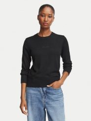 Guess Jeans Sweter W6BR01 Z1244 Czarny Regular Fit. Czarne swetry nierozpinane damskie Guess Jeans, s, z aplikacjami, z jeansu, bez kołnierzyka, bez ramiączek. Za 349.99 zł.