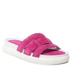 Klapki Nessi. Czerwone klapki damskie Nessi, bez wzorów, bez obcasa, bez zapięcia. Za 299.99 zł.