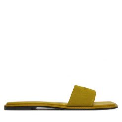 Klapki Calvin Klein. Zielone klapki damskie Calvin Klein, bez wzorów, bez obcasa, bez zapięcia. Za 219.99 zł.