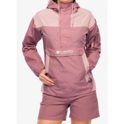 Kurtka przeciwwiatrowa damska Columbia Challenger II Windbreaker. Czerwone kurtki sportowe damskie Columbia, bez wzorów, z softshellu, bez ramiączek, bez kaptura, trekkingowe. Za 214.99 zł.