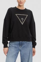 GUESS Czarna damska bluza z cyrkoniami Rachele, Rozmiar XL. Czarne bluzy damskie Guess, m, z aplikacjami, bez ramiączek, bez kaptura. W wyprzedaży za 284.99 zł.