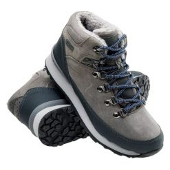 Buty Hi-Tec Midora Mid Wp 92800210806 szare. Szare obuwie trekkingowe damskie z gumy, bez zapięcia. Za 332.39 zł.