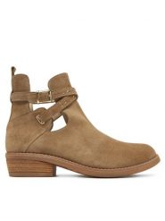 TWINSET Botki 251GCJ030 Beżowy. Brązowe botki damskie Twinset, bez wzorów, ze skóry, bez obcasa, na płaskiej podeszwie, bez zapięcia. Za 889.99 zł.