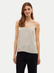 Vero Moda Top Mymilo 10303690 Beżowy Regular Fit. Brązowe topy damskie Vero Moda, l, bez wzorów, ze lnu, bez kołnierzyka, bez ramiączek. Za 99.99 zł.