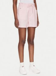 Tommy Jeans Szorty materiałowe DW0DW20360 Różowy Regular Fit. Czerwone szorty damskie Tommy Jeans, bez wzorów, z bawełny. Za 199.99 zł.