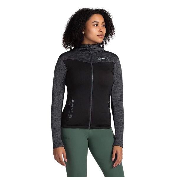 Bluza dla kobiet Kilpi Sevelen. Czarne bluzy damskie Kilpi, bez wzorów, z materiału, sportowe, bez ramiączek, z kapturem. Za 267.13 zł.