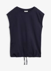 Bluza dresowa z lekkiej bawełny. Niebieskie bluzy damskie bonprix, bez wzorów, z bawełny, bez ramiączek, bez kaptura. Za 54.99 zł.