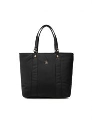 Tommy Hilfiger Torebka My Tommy Tote AW0AW11998 Czarny. Czarne shopperki damskie Tommy Hilfiger, bez wzorów, z materiału, bez dodatków. Za 539.99 zł.