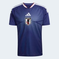 Koszulka piłkarska ADIDAS Japonia domowa. Niebieskie bluzki damskie Adidas, m, bez wzorów, z dzianiny, sportowe, bez kołnierzyka, bez ramiączek. Za 449.99 zł.