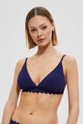 Góra od bikini z gładkiego materiału granatowa. Niebieskie stroje kąpielowe damskie MOODO, l, bez wzorów, z elastanu. W wyprzedaży za 20.99 zł.