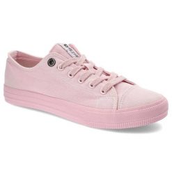 Różowe Trampki Big Star Damskie Modne Buty. Czerwone trampki i tenisówki damskie BIG STAR, bez wzorów, z materiału, bez zapięcia. Za 79.99 zł.