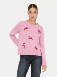 ONLY Sweter Xmas Shine 15355004 Różowy Regular Fit. Czerwone swetry nierozpinane damskie ONLY, xl, bez wzorów, z syntetyku, bez kołnierzyka, bez ramiączek. Za 129.99 zł.