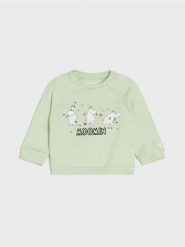 Bluza The Moomins - zielony. Zielone bluzy damskie Sinsay, l, bez wzorów, sportowe, bez ramiączek, bez kaptura. W wyprzedaży za 14.99 zł.