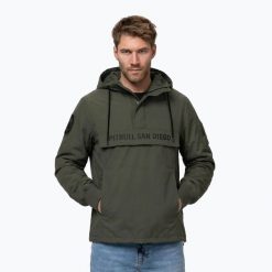 Kurtka męska Pitbull Meandro Kangaroo. Zielone kurtki męskie PITBULL, m, bez wzorów, z materiału, eleganckie, bez kaptura. Za 329.99 zł.